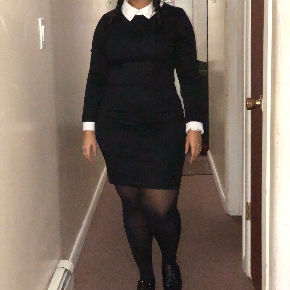 Long Sleeve Black Pencil Business Dress- Large